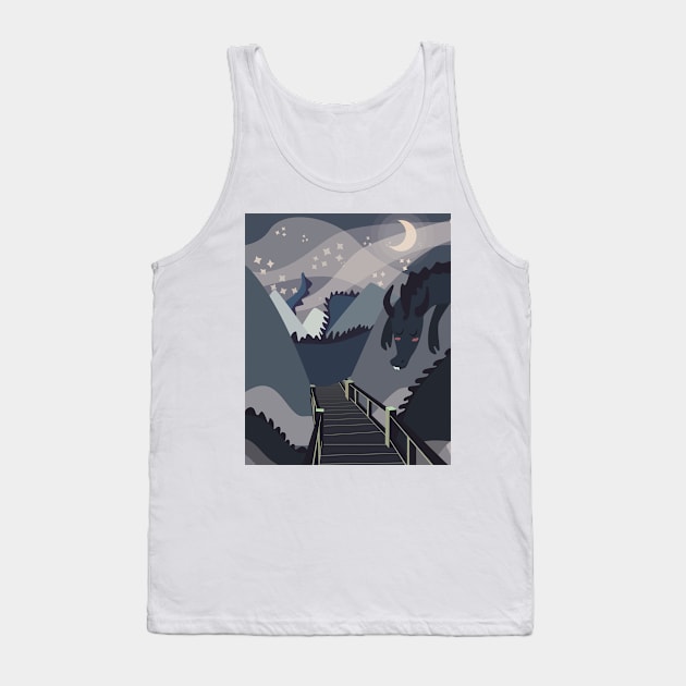 Dragon on the mountains Tank Top by Midori